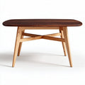 Wooden dining table with rounded edges and cross leg design 140 x 80 x 75cm