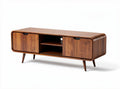 Modern minimalist white wooden TV stand with three drawers 150 x 40 x 45cm