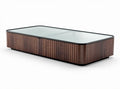 Glass top coffee table with wooden base and modern design 120 x 60 x 30cm
