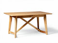 Wooden dining table 160 x 80 x 75cm with crossbar support in natural finish