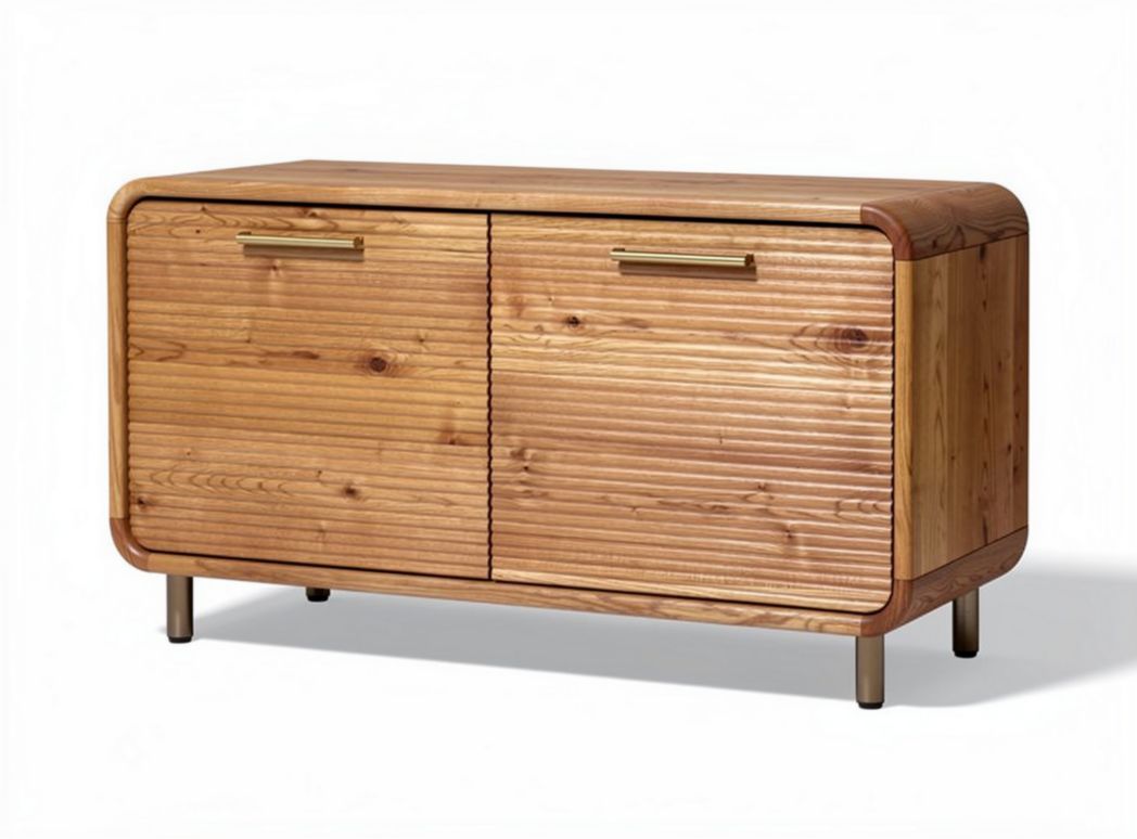 Wooden sideboard with two doors for storage 90 x 45 x 60cm