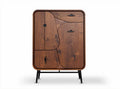 Wooden storage cabinet with multiple compartments and black metal legs 80 x 40 x 100cm