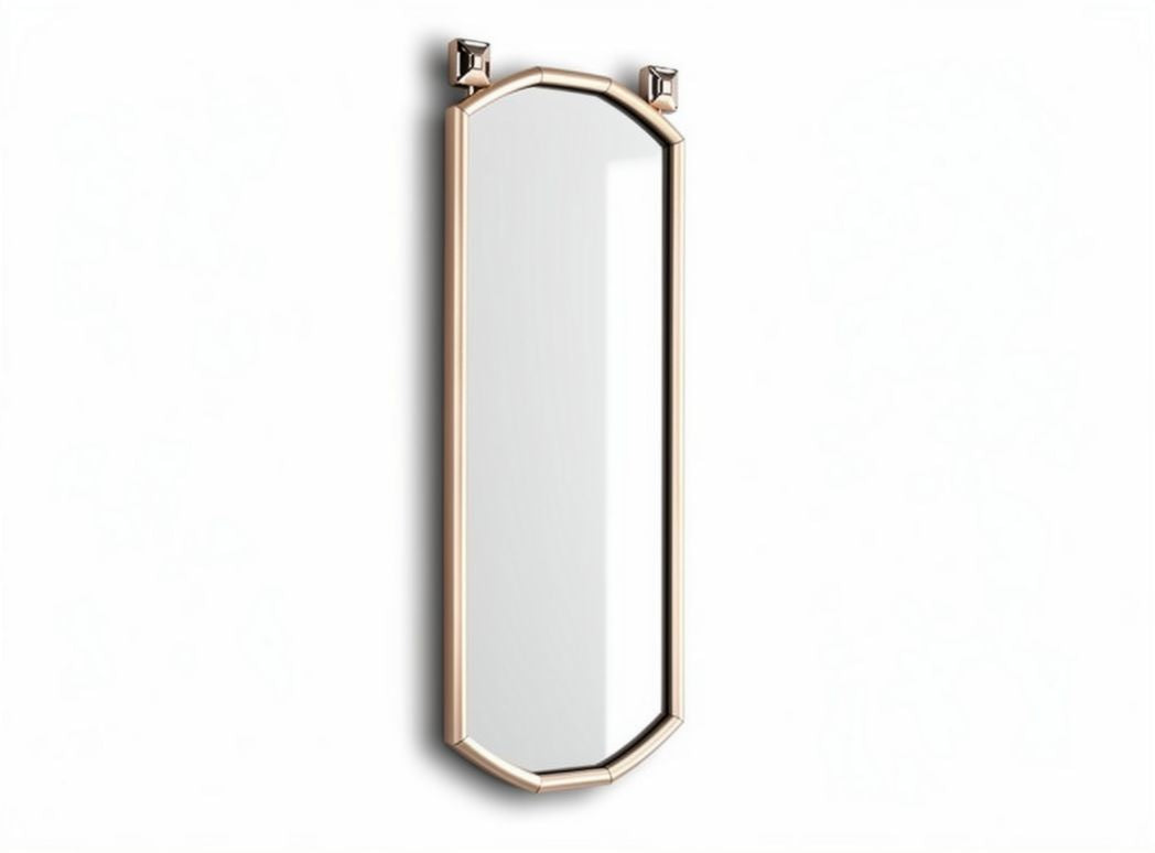 Octagonal wall mirror with metal frame and decorative accents 180 x 40 x 5cm