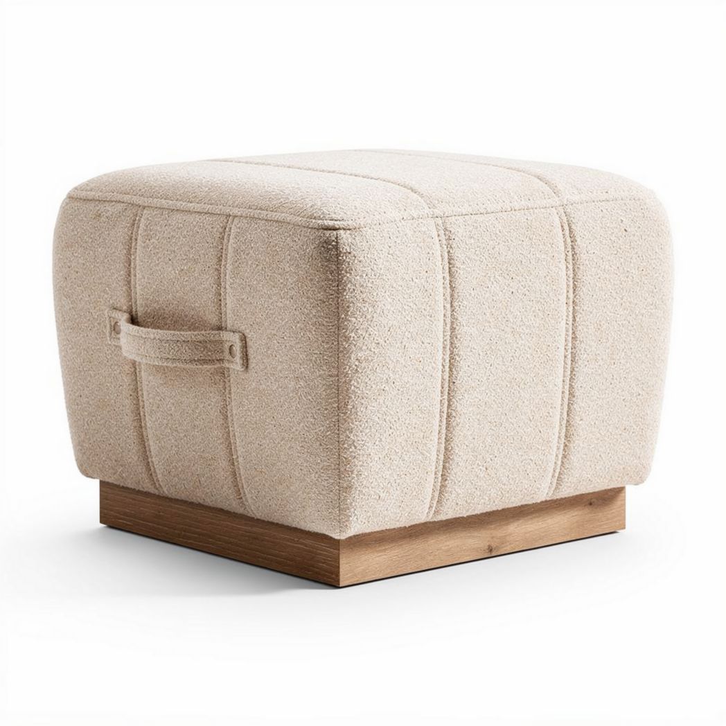 Fabric upholstered ottoman for living room 50 x 50 x 40cm gray