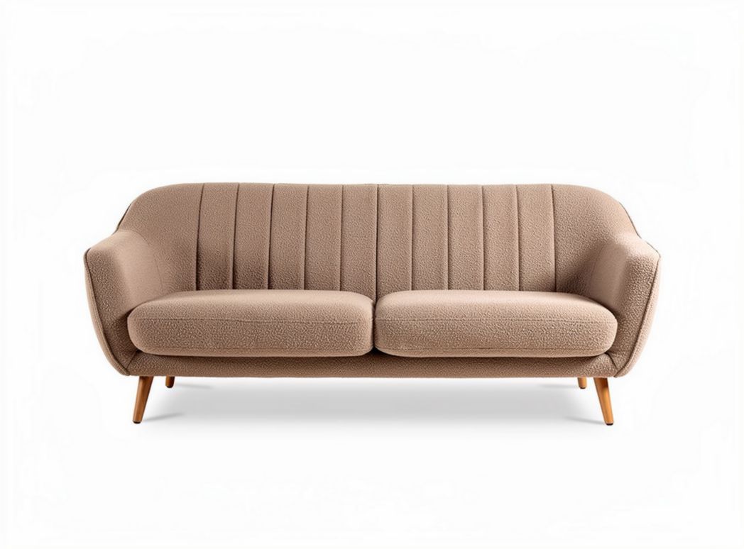 Modern two-seater sofa in beige fabric with wooden legs 180 x 80 x 85cm
